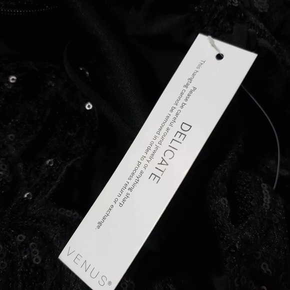 Sexy Black sequin dramatic sheer pattern black tie special occasion prom sz Med - Picture 9 of 11